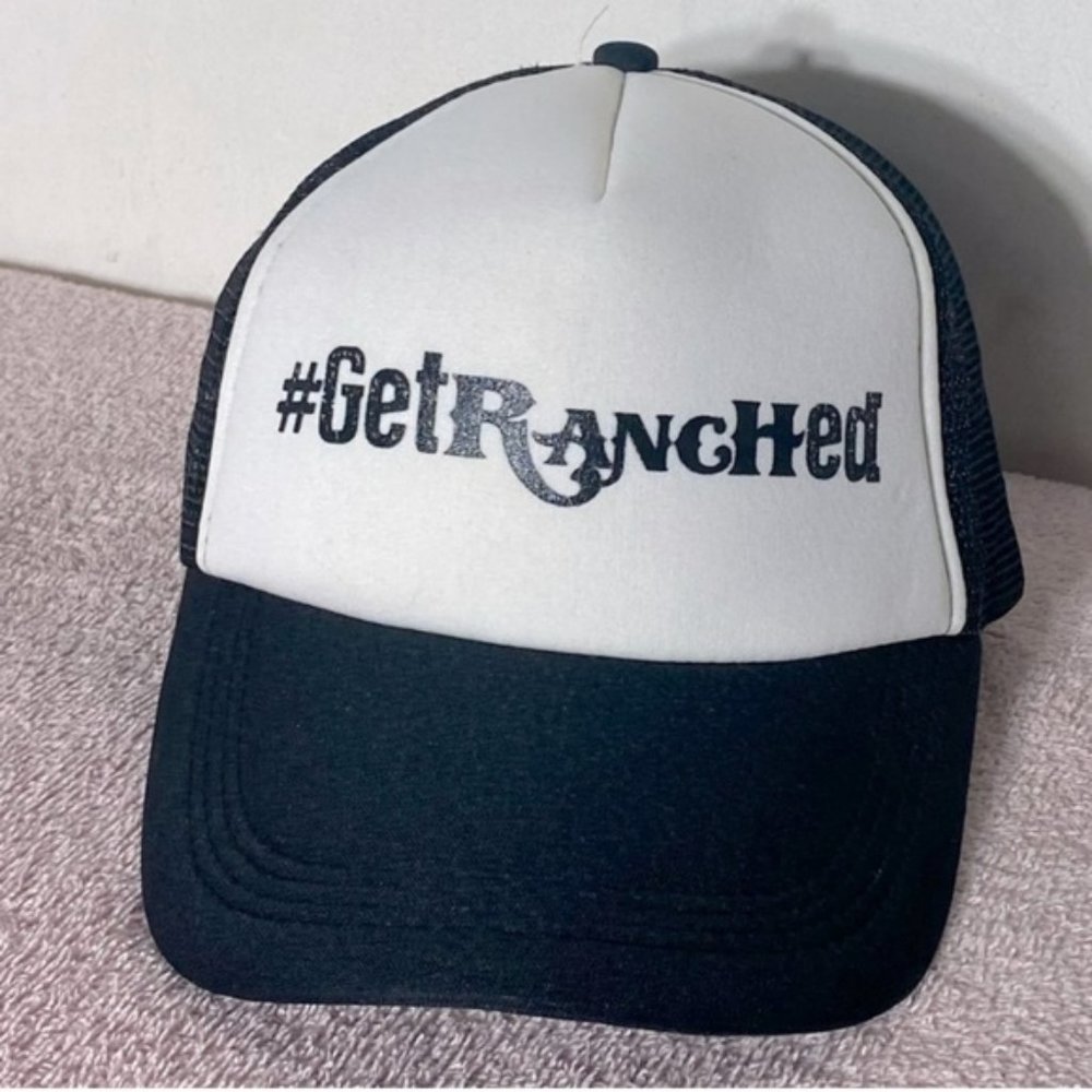#GetRanched Black & White Mesh Back Snap Back Trucker Hat